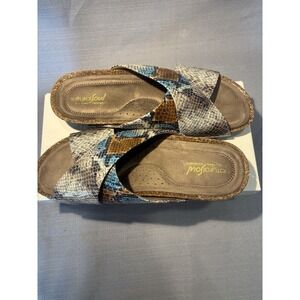 Natural Soul Sandals Kyra Wedge Heel Slip On Leather Tan Shoes Women's 10 Brown‎